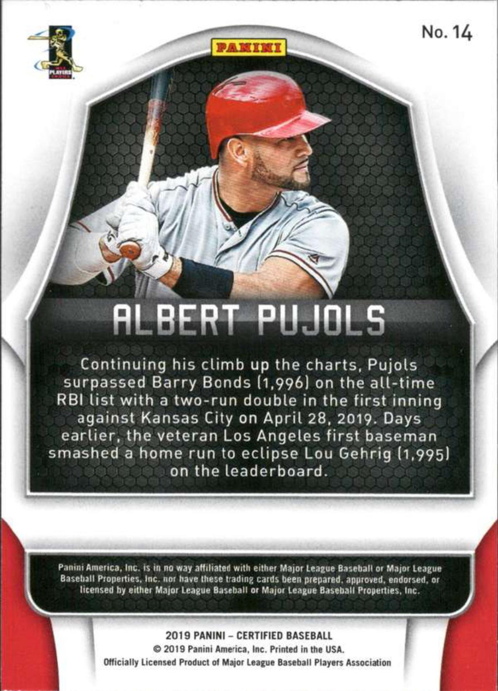 2019 Panini Chronicles Certified Green #14 Albert Pujols Los Angeles Angels