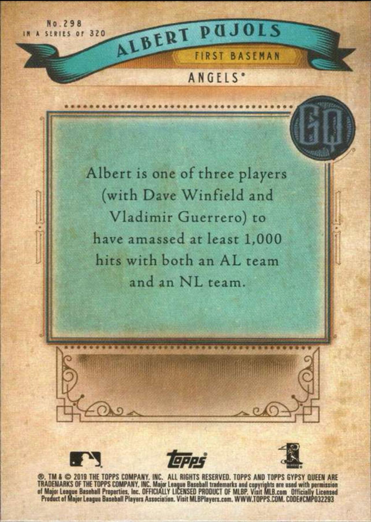 2019 Topps Gypsy Queen Green #298 Albert Pujols Los Angeles Angels