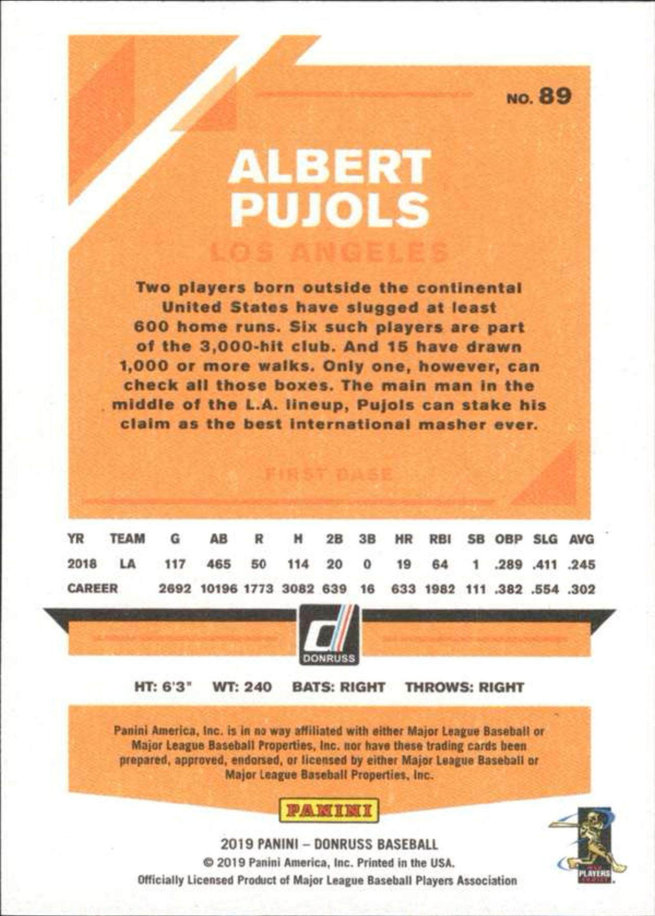 2019 Donruss Independence Day #89 Albert Pujols Los Angeles Angels