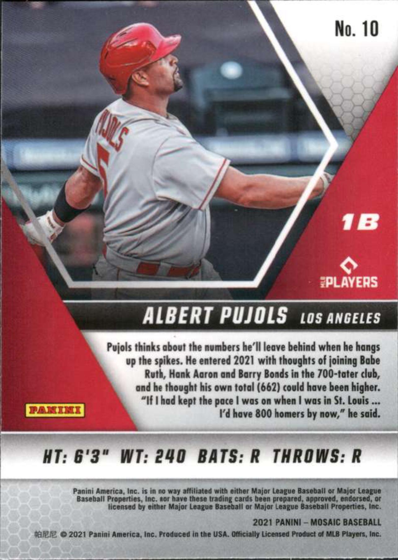 2021 Panini Mosaic #10 Albert Pujols Los Angeles Angels