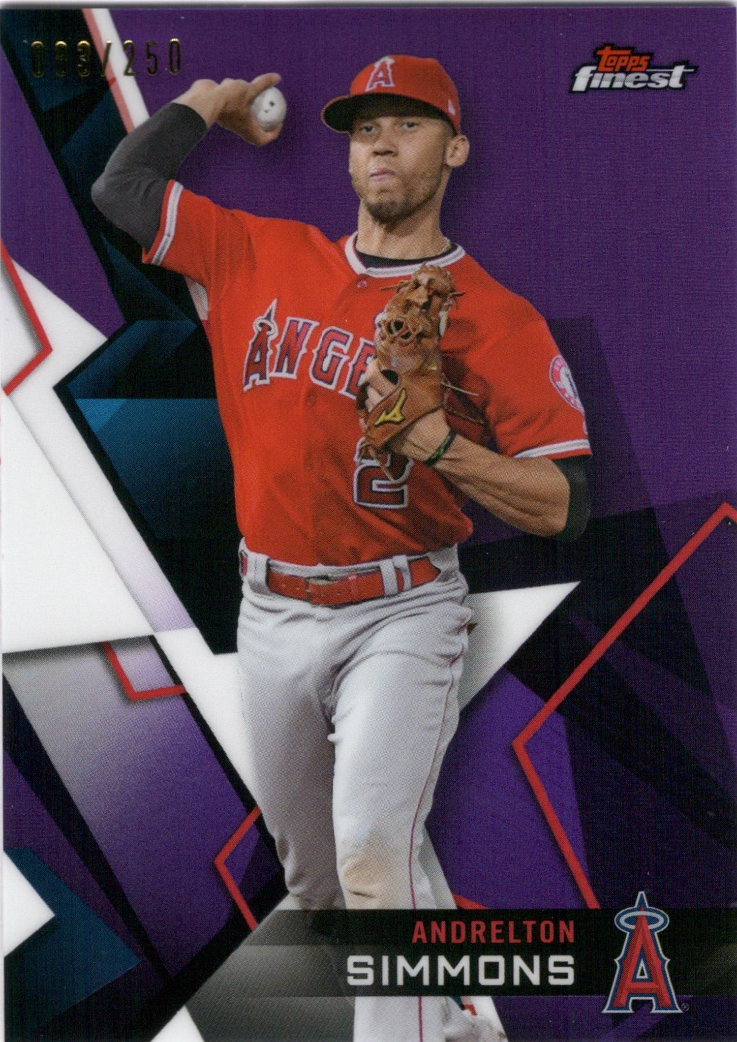 2018 Finest Purple Refractor #48 Andrelton Simmons #/250 Los Angeles Angels