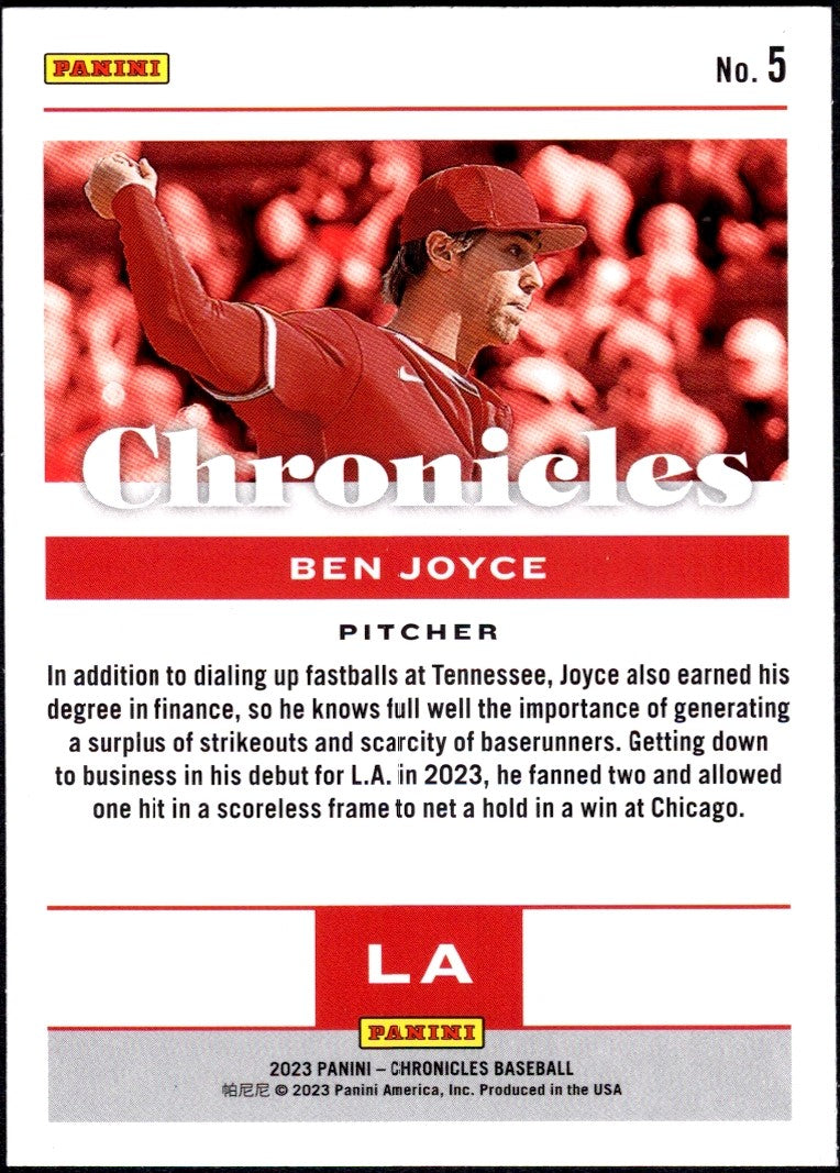 2023 Panini Chronicles #5 Ben Joyce RC Los Angeles Angels