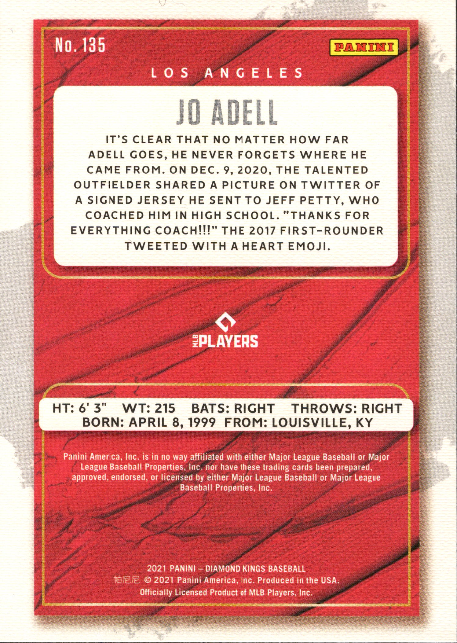 2021 Panini Diamond Kings #135 Jo Adell RC Los Angeles Angels