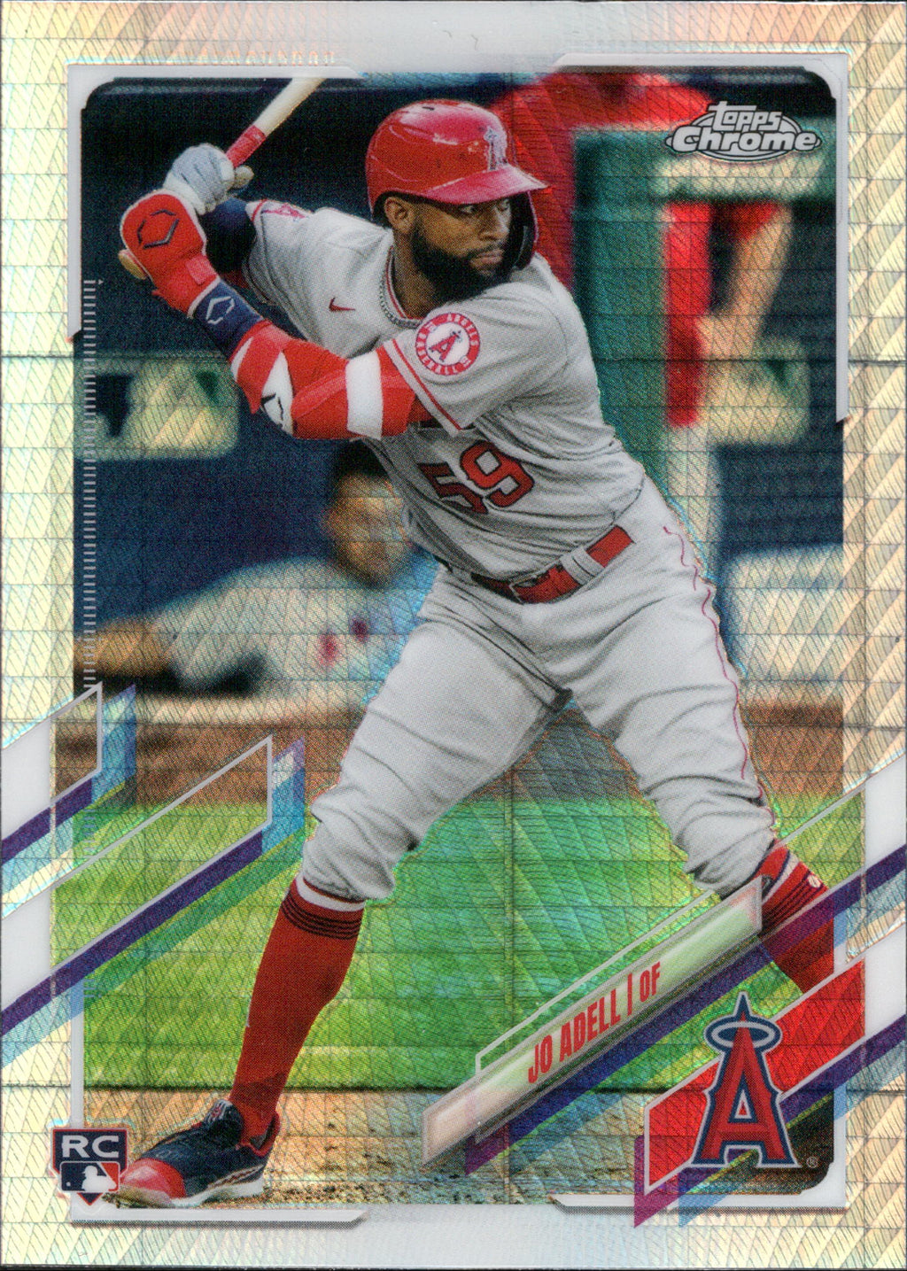 2021 Topps Chrome Prism Refractor #142 Jo Adell RC Los Angeles Angels