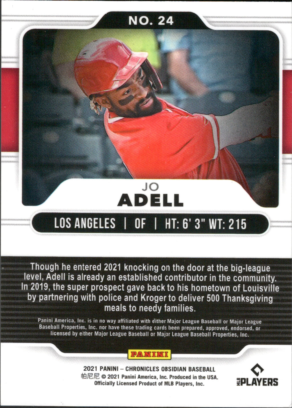 2021 Panini Chronicles Obsidian #24 Jo Adell RC Los Angeles Angels
