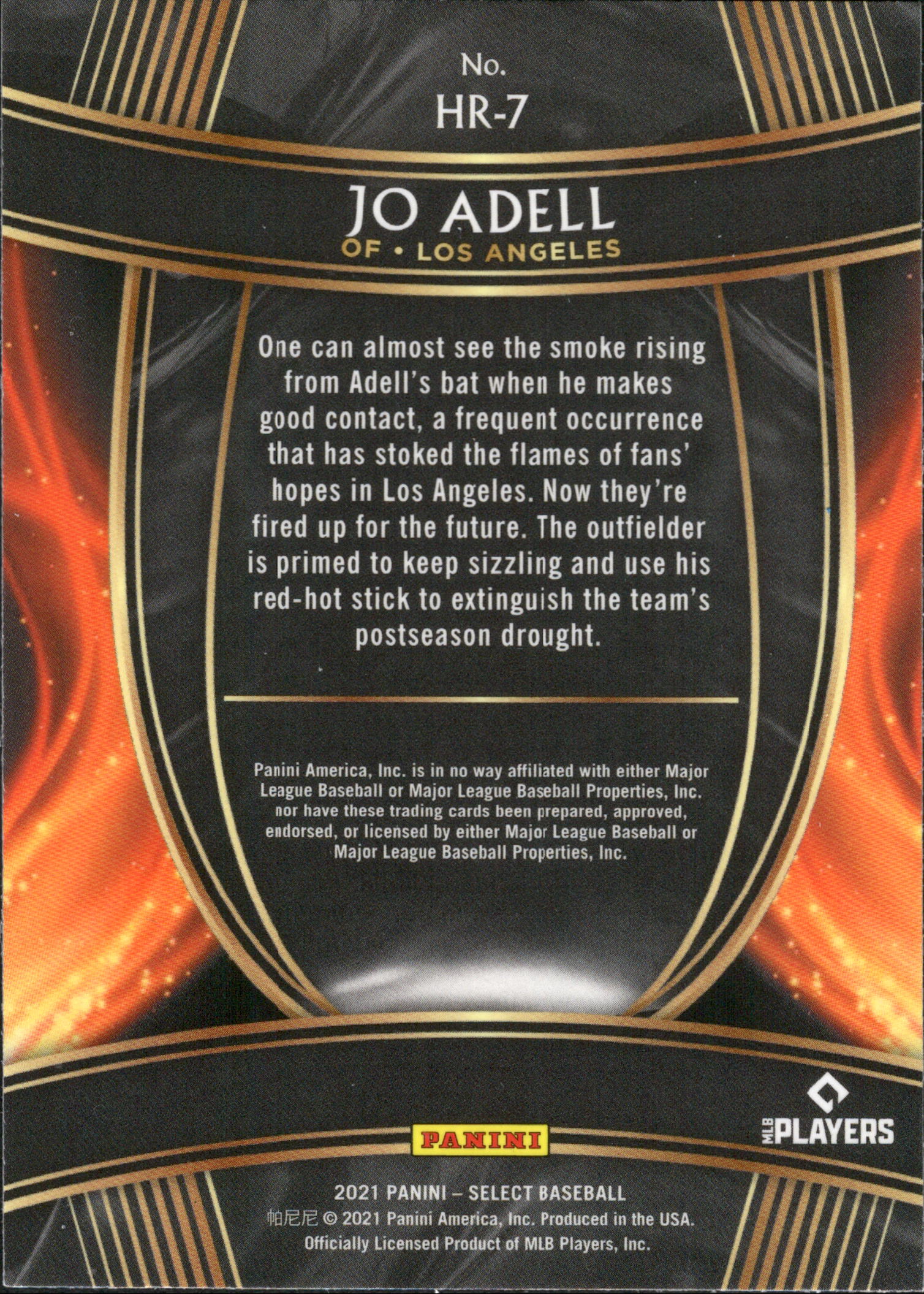 2021 Panini Select Hot Rookies #HR-7 Jo Adell Los Angeles Angels