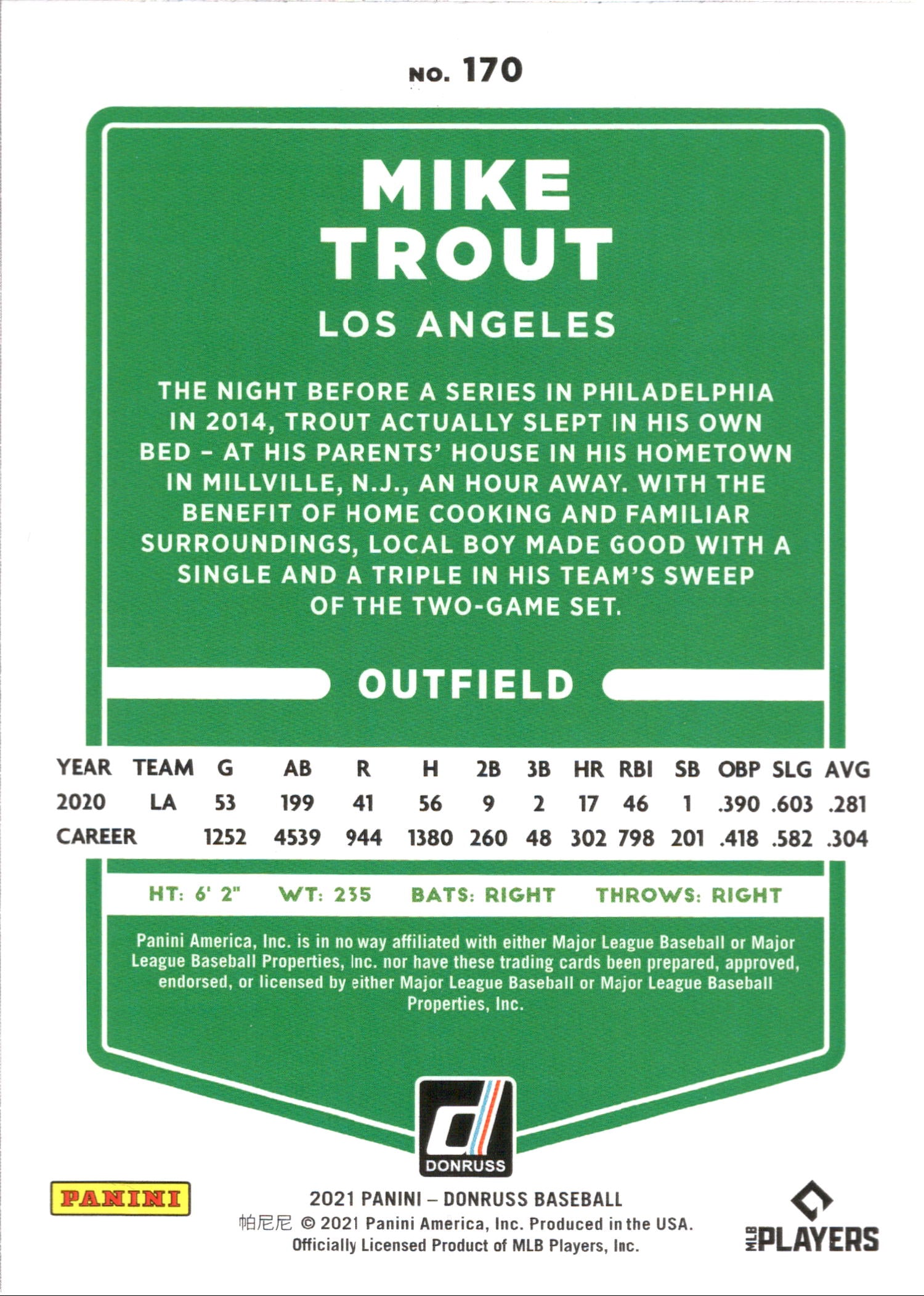2021 Donruss : Red Sweatshirt #170b Mike Trout Los Angeles Angels