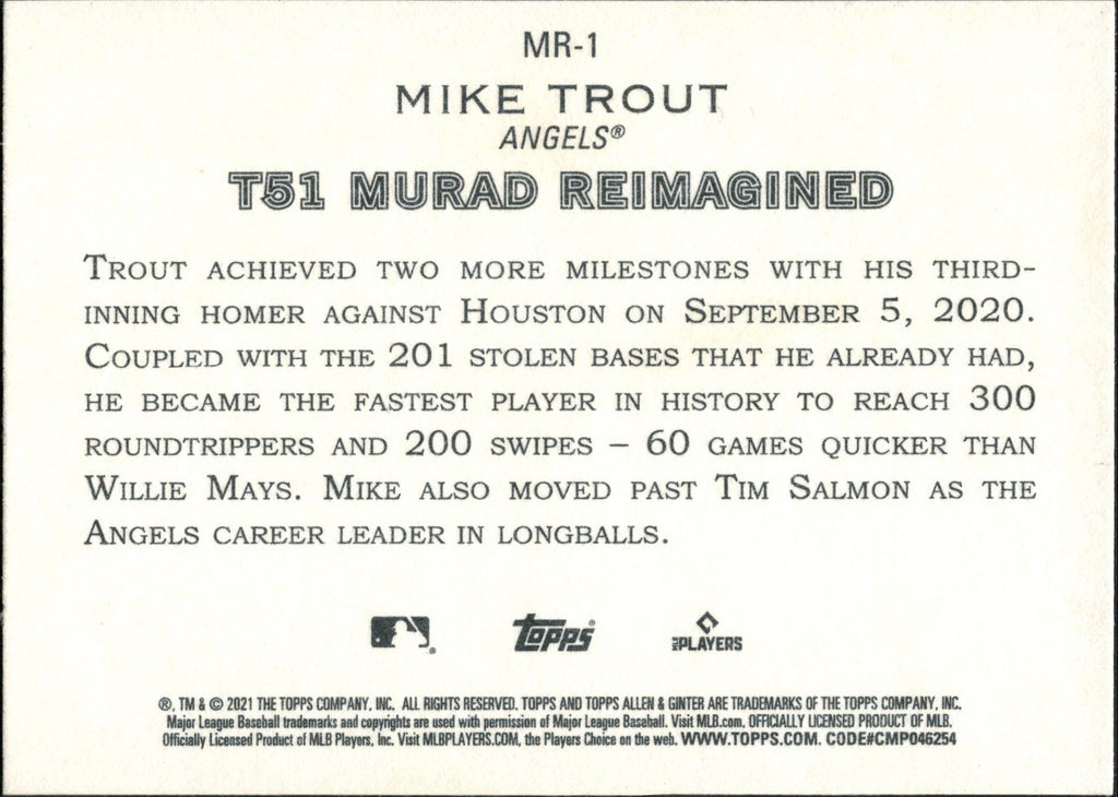 2021 Topps Allen & Ginter T51 MURAD Reimagined #MR-1 Mike Trout Angels