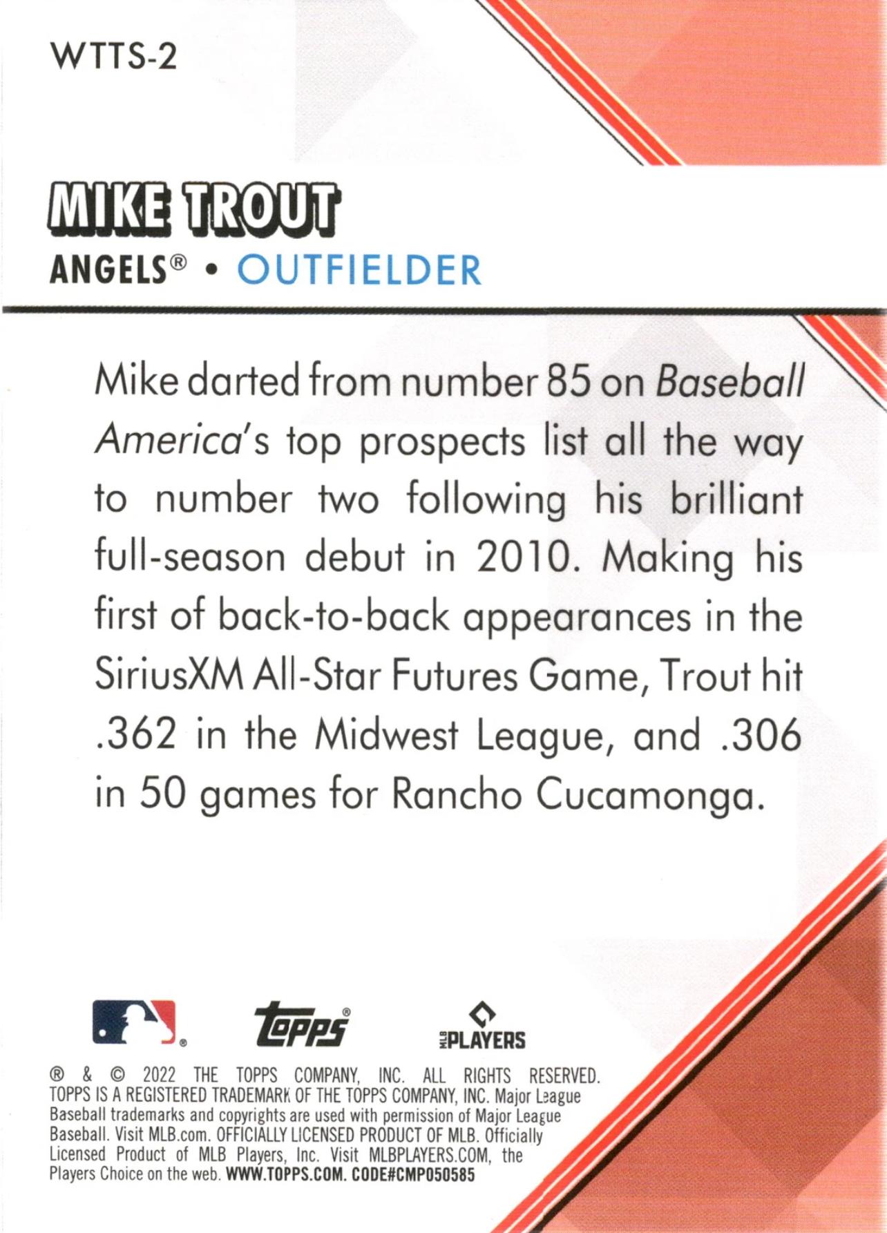 2022 Topps Welcome to the Show #WTTS-2 Mike Trout Los Angeles Angels