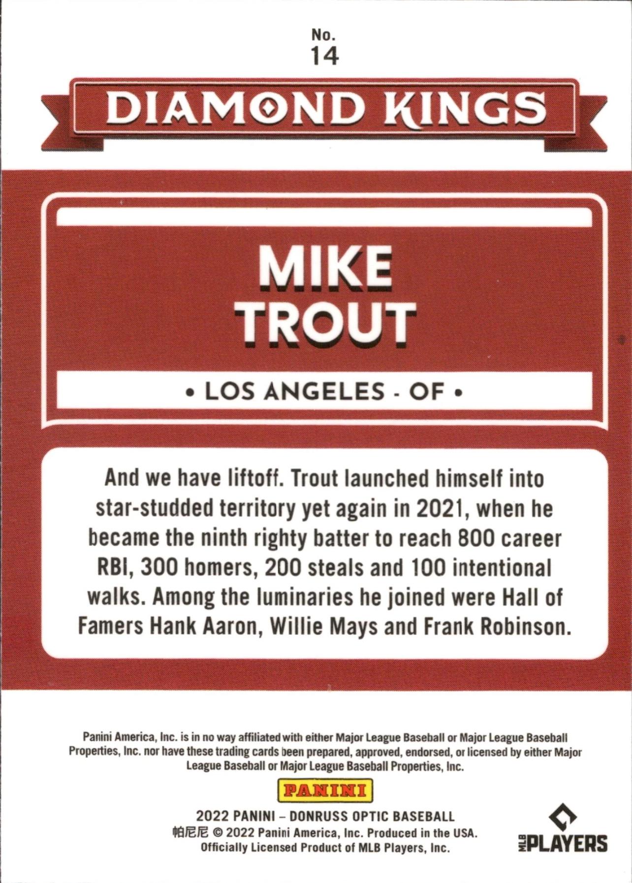 2022 Donruss Optic #14 Mike Trout Los Angeles Angels