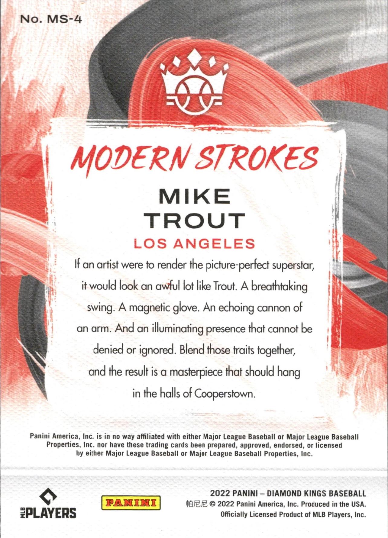 2022 Panini Diamond Kings Modern Strokes #MS-4 Mike Trout Los Angeles Angels