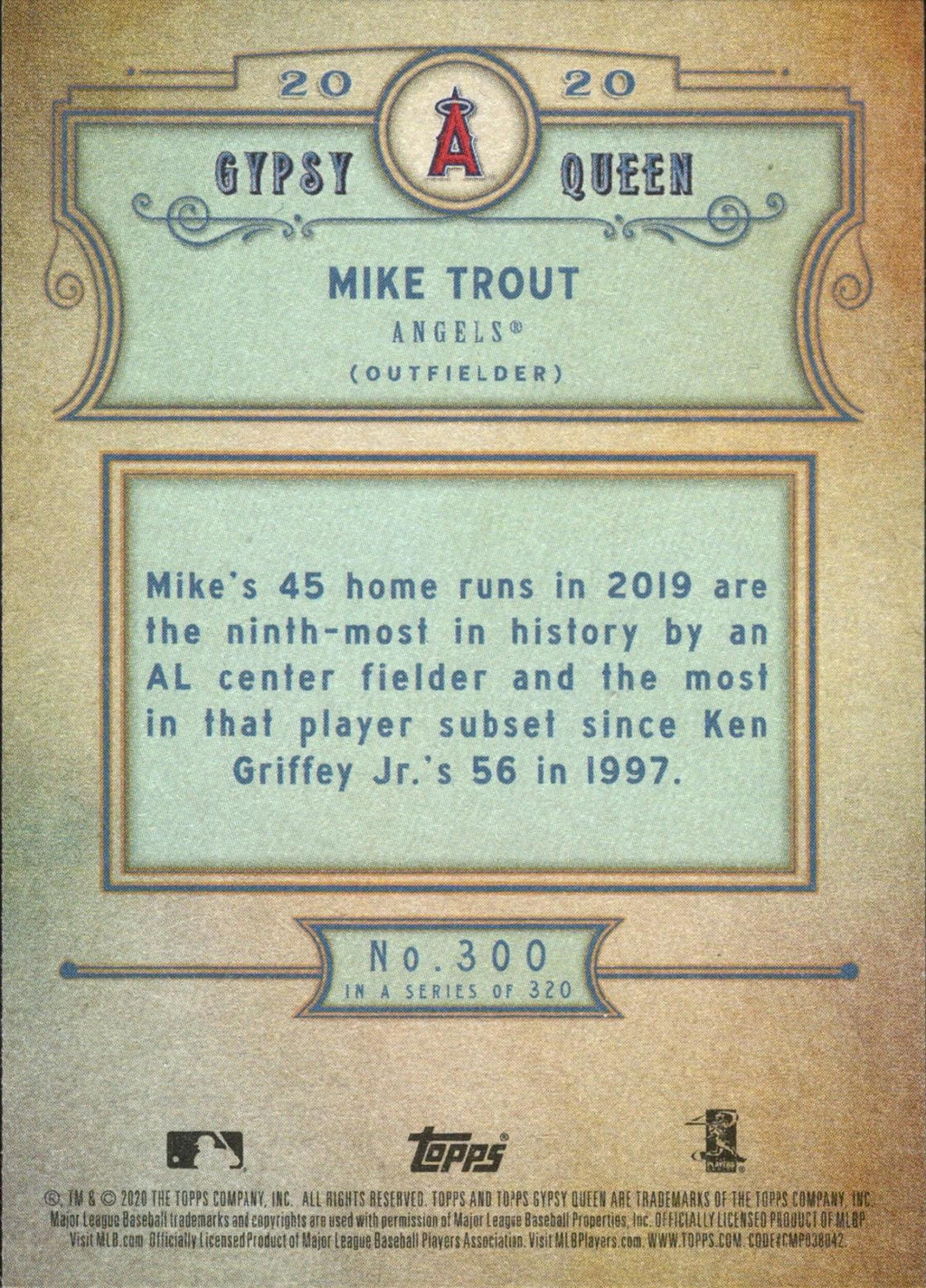 2020 Topps Gypsy Queen Green #300 Mike Trout Los Angeles Angels