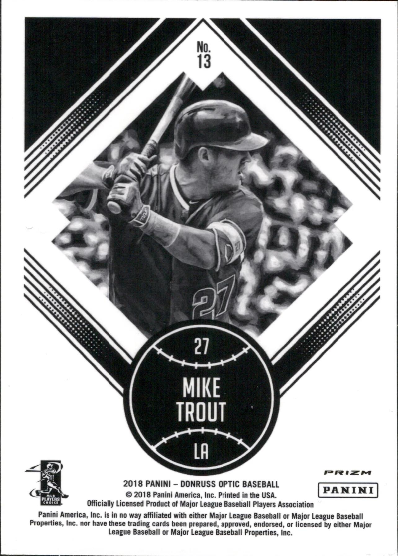2018 Donruss Optic Pink #13 Mike Trout Los Angeles Angels
