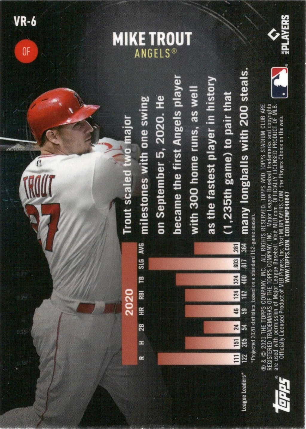 2021 Stadium Club Chrome Virtual Reality #VR-6 Mike Trout Los Angeles Angels