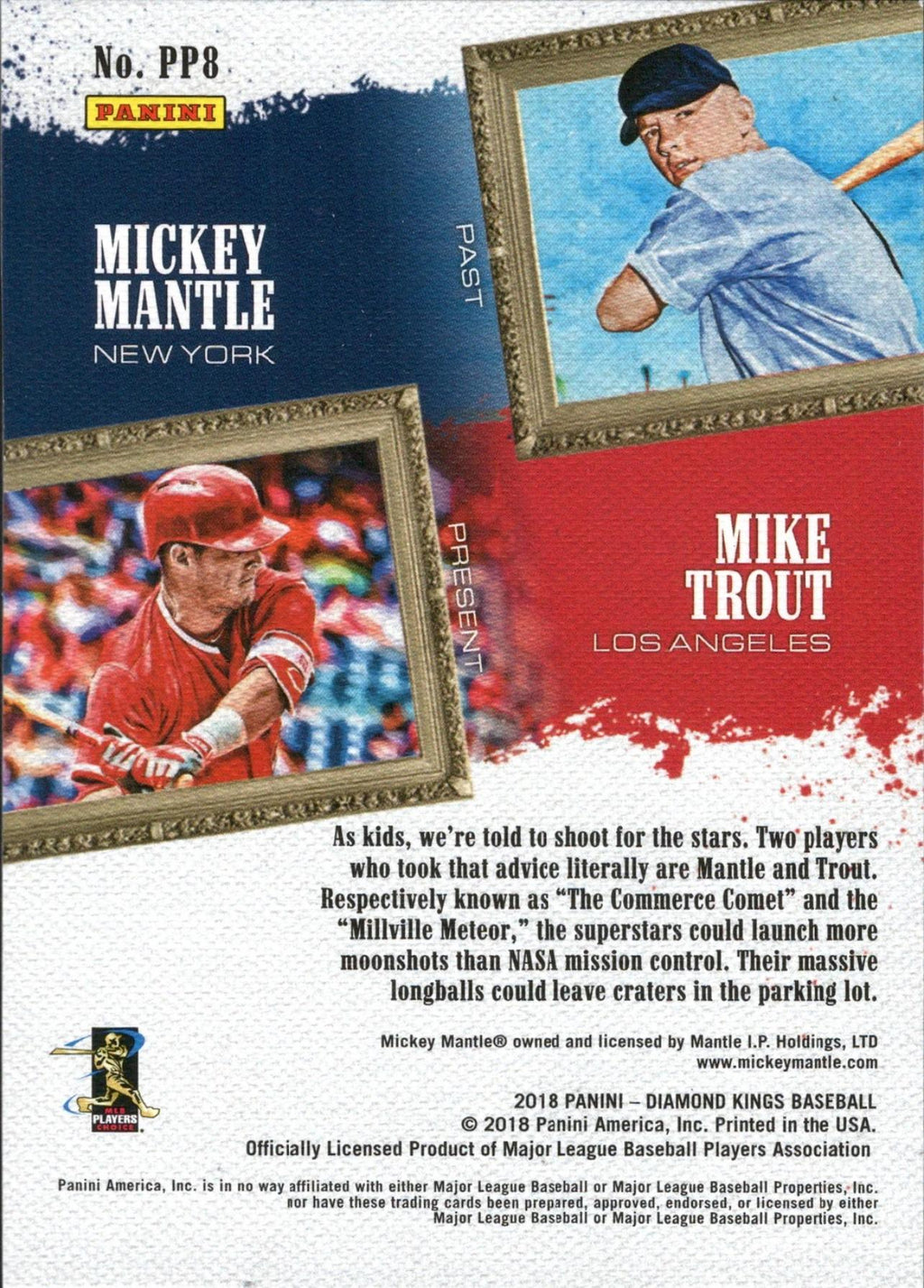 2018 Panini Diamond Kings Past and Present #PP8 Mickey Mantle / Mike Trout