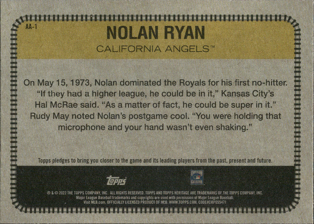 2022 Topps Heritage All Aboard! #AA-1 Nolan Ryan California Angels