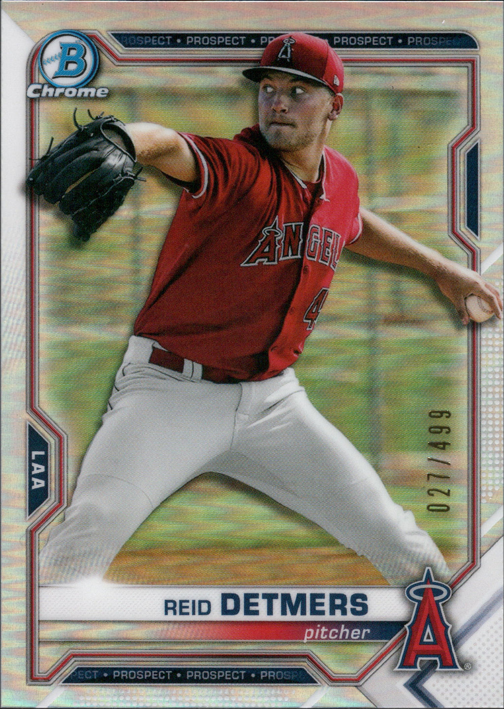 2021 Bowman Chrome Prospects Refractor #BCP-155 Reid Detmers #/499 Angels