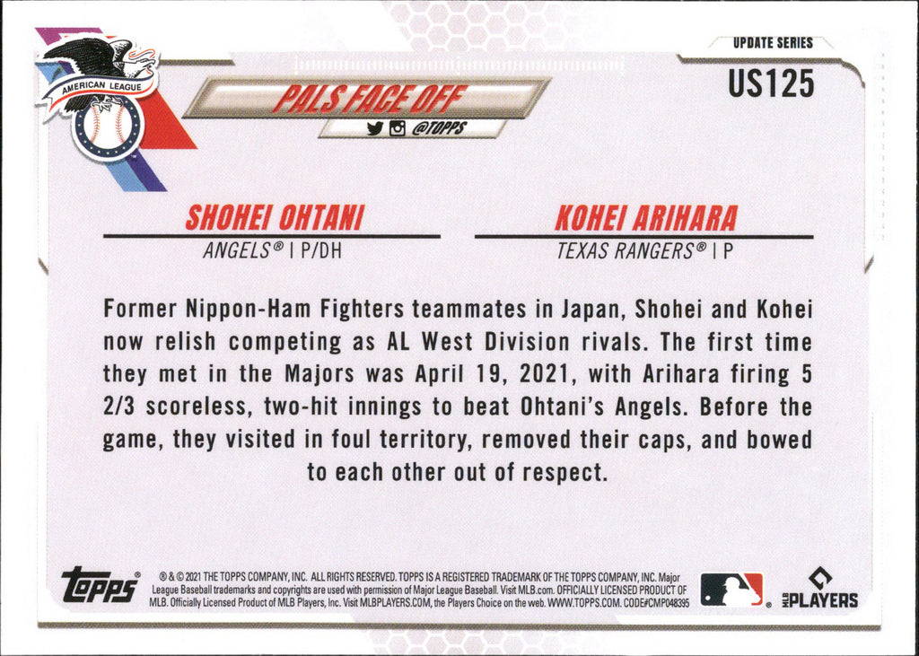 2021 Topps Update #US125 Pals Face Off (Shohei Ohtani / Kohei Arihara)