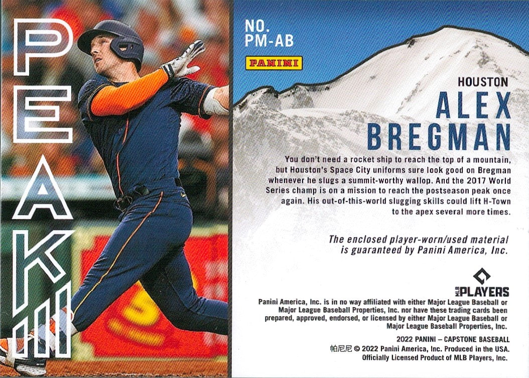 2022 Panini Capstone Peak Materials #PM-AB Alex Bregman MEM Houston Astros