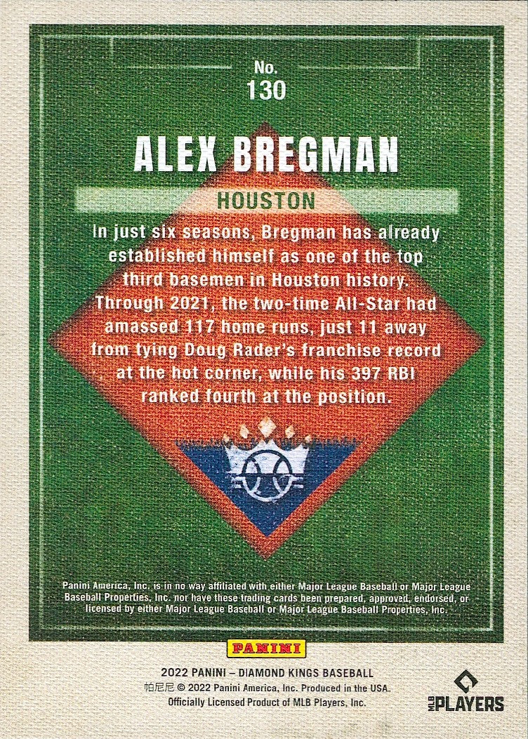 2022 Panini Diamond Kings #130 Alex Bregman Houston Astros