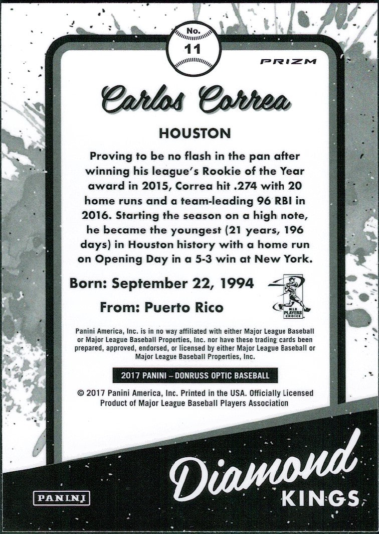 2017 Donruss Optic Purple #11 Carlos Correa Houston Astros