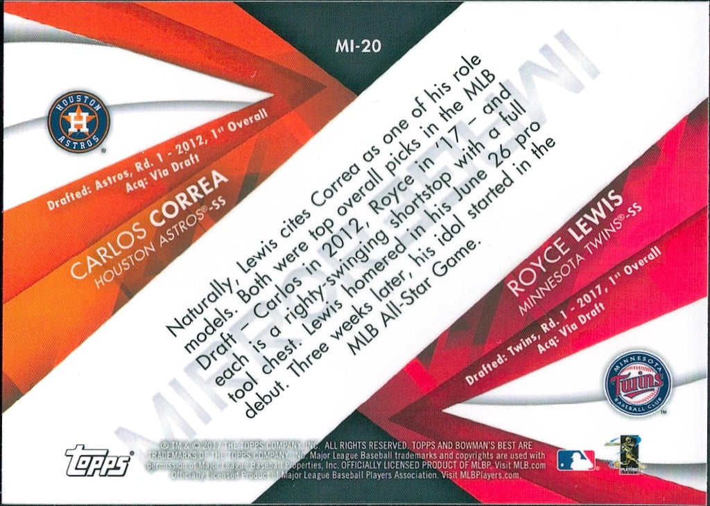 2017 Bowman's Best Mirror Image #MI-20 Carlos Correa / Royce Lewis