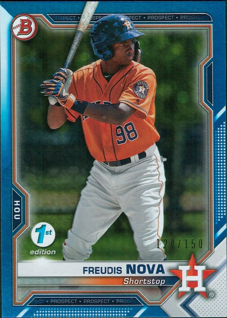 2021 Bowman 1st Edition Blue #BFE-56 Freudis Nova #/150 Houston Astros