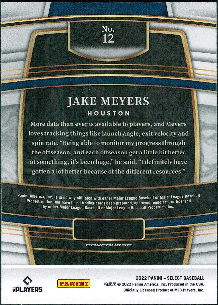 2022 Panini Select #12 Jake Meyers RC Houston Astros