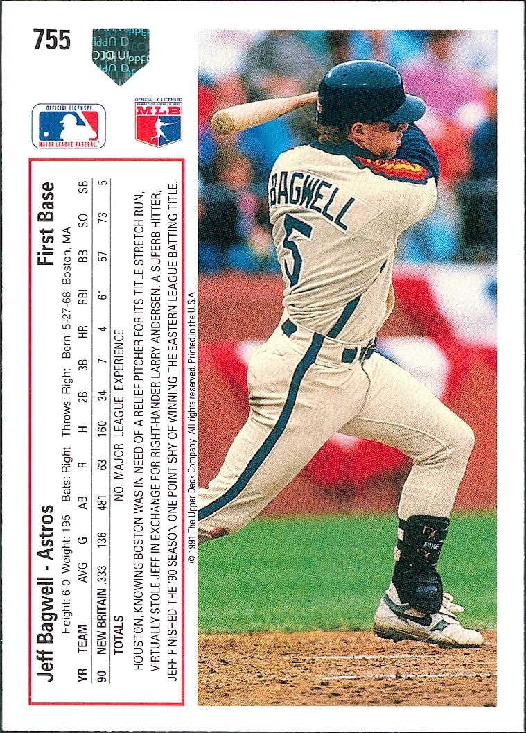 1991 Upper Deck #755 Jeff Bagwell RC Houston Astros