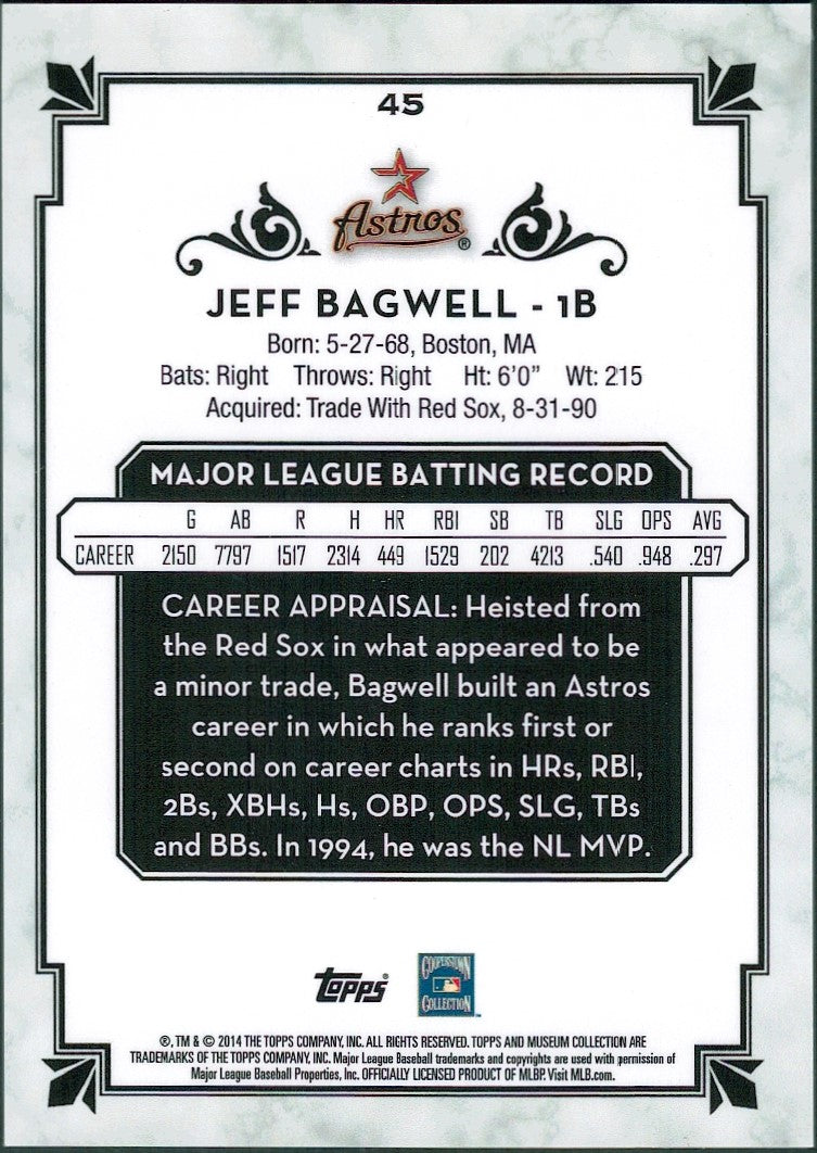 2014 Topps Museum Collection #45 Jeff Bagwell Houston Astros