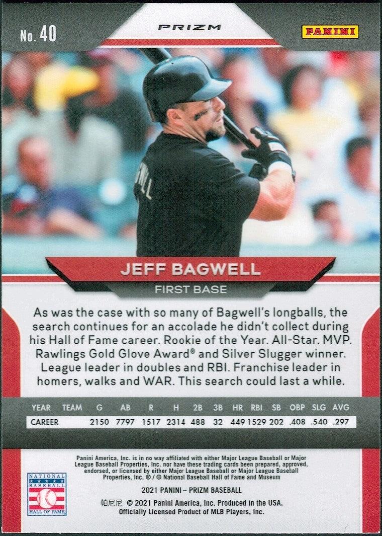 2021 Panini Prizm Red/White/Blue Prizm #40 Jeff Bagwell Houston Astros