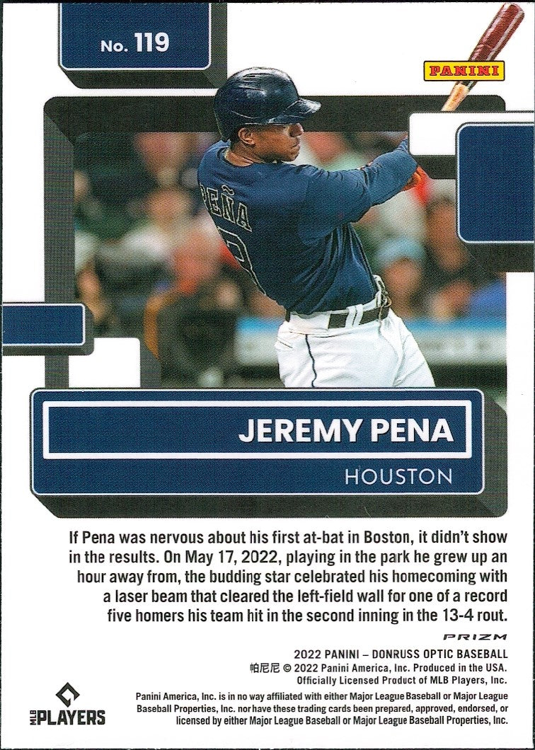 2022 Donruss Optic Holo Prizm #119 Jeremy Pena RC Houston Astros