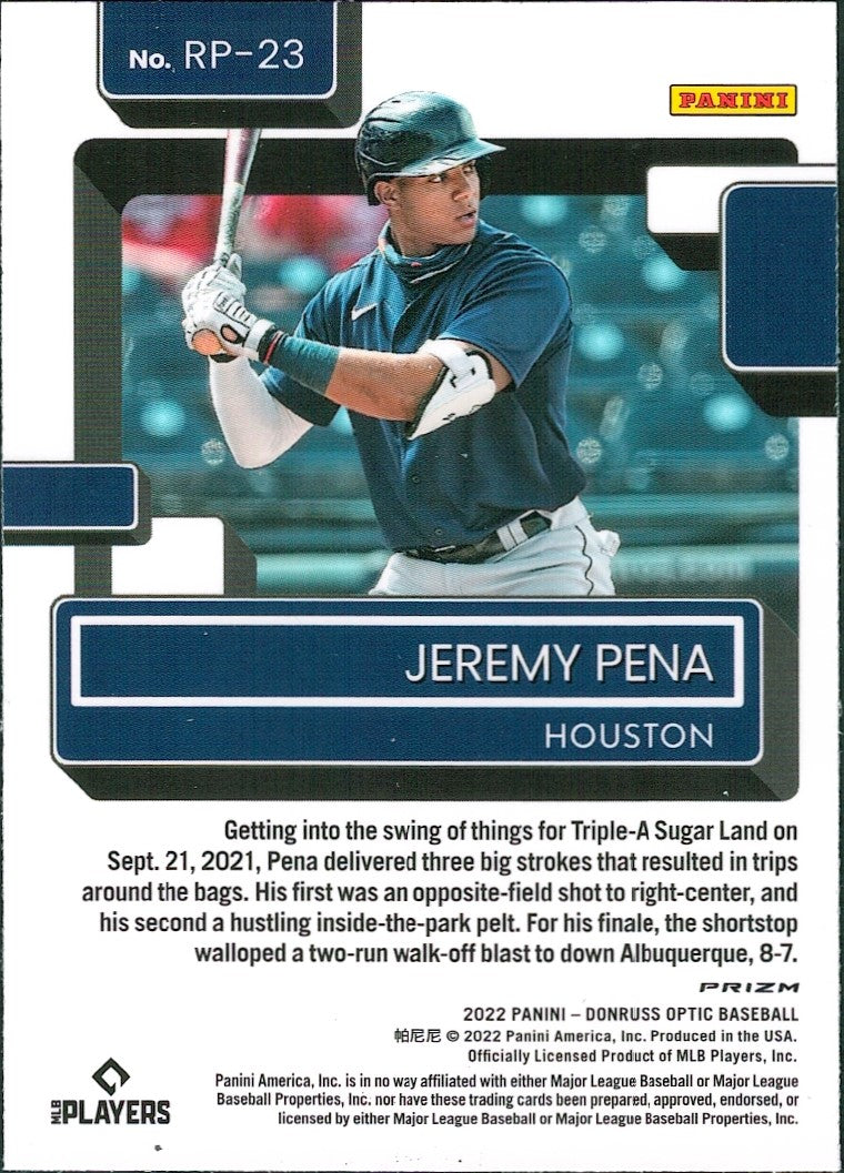 2022 Donruss Optic Rated Prospects Holo Prizm #RP-23 Jeremy Pena Houston Astros