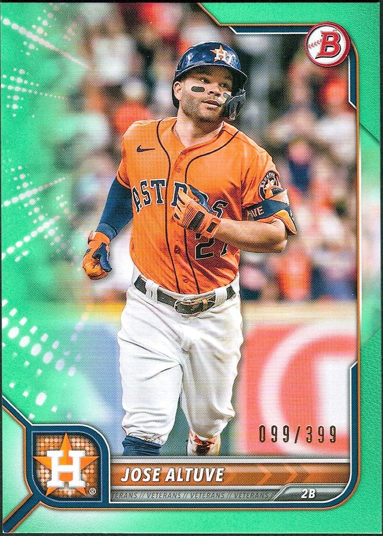 2022 Bowman Neon Green #35 Jose Altuve #/399 Houston Astros