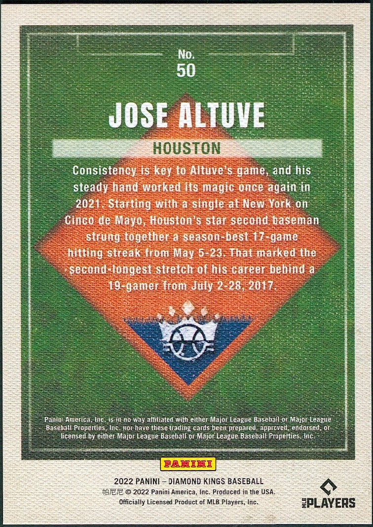 2022 Panini Diamond Kings Framed Blue #50 Jose Altuve Houston Astros