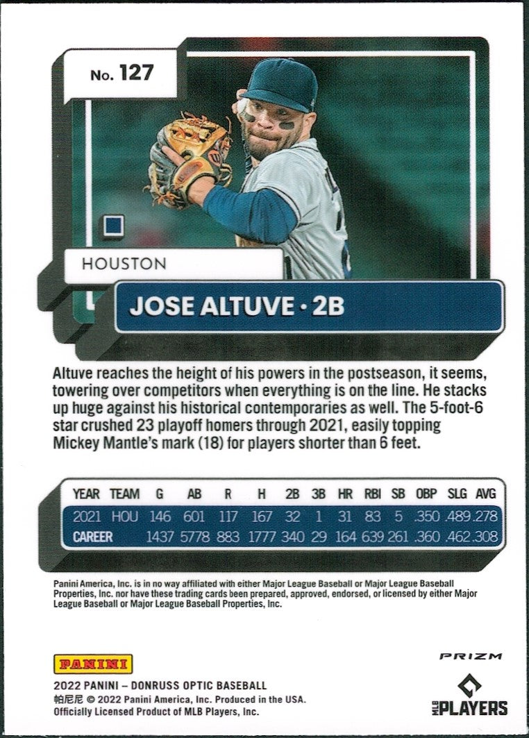 2022 Donruss Optic Pink Prizm #127 Jose Altuve Houston Astros