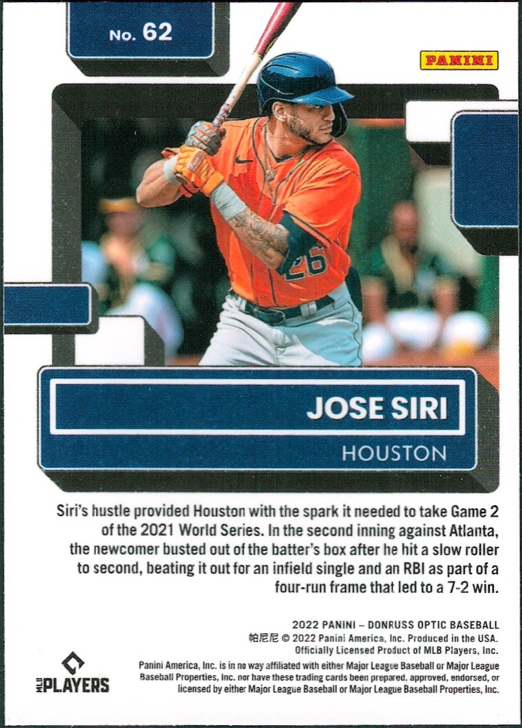 2022 Donruss Optic #62 Jose Siri RC Houston Astros