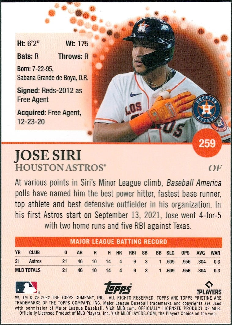 2022 Topps Pristine #259 Jose Siri RC Houston Astros