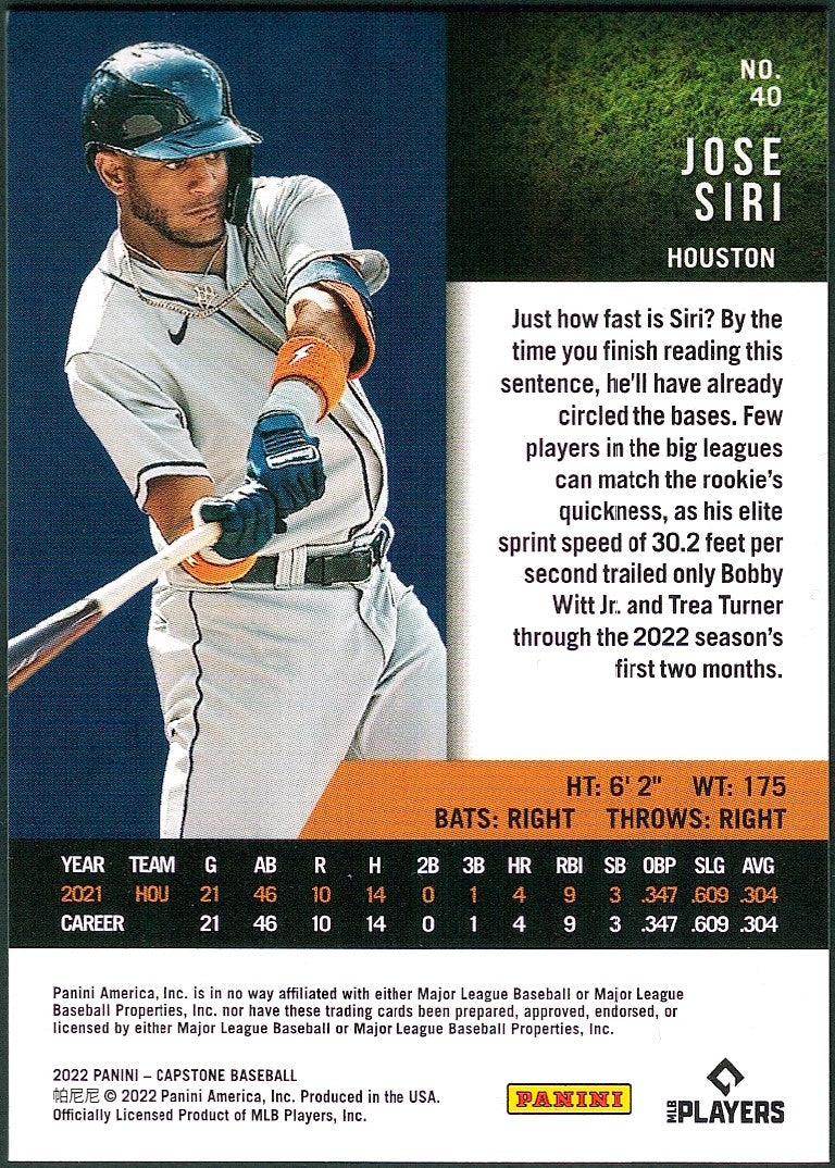 2022 Panini Capstone Red #40 Jose Siri RC Houston Astros