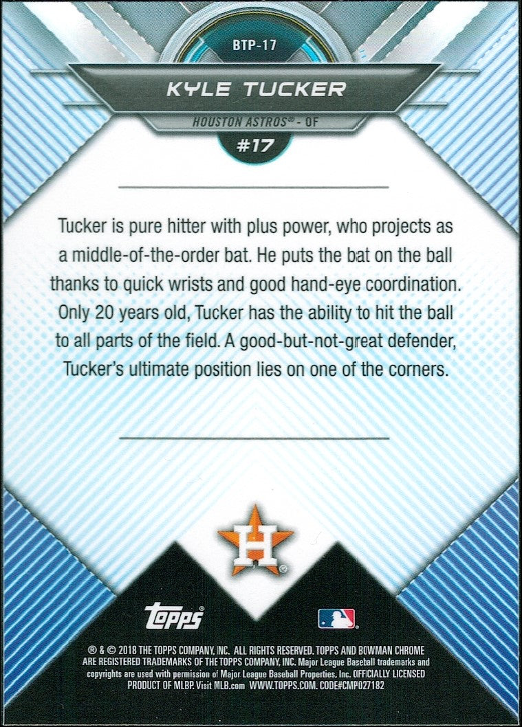 2018 Bowman Bowman Chrome Scouts' Top 100 #BTP-17 Kyle Tucker Houston Astros