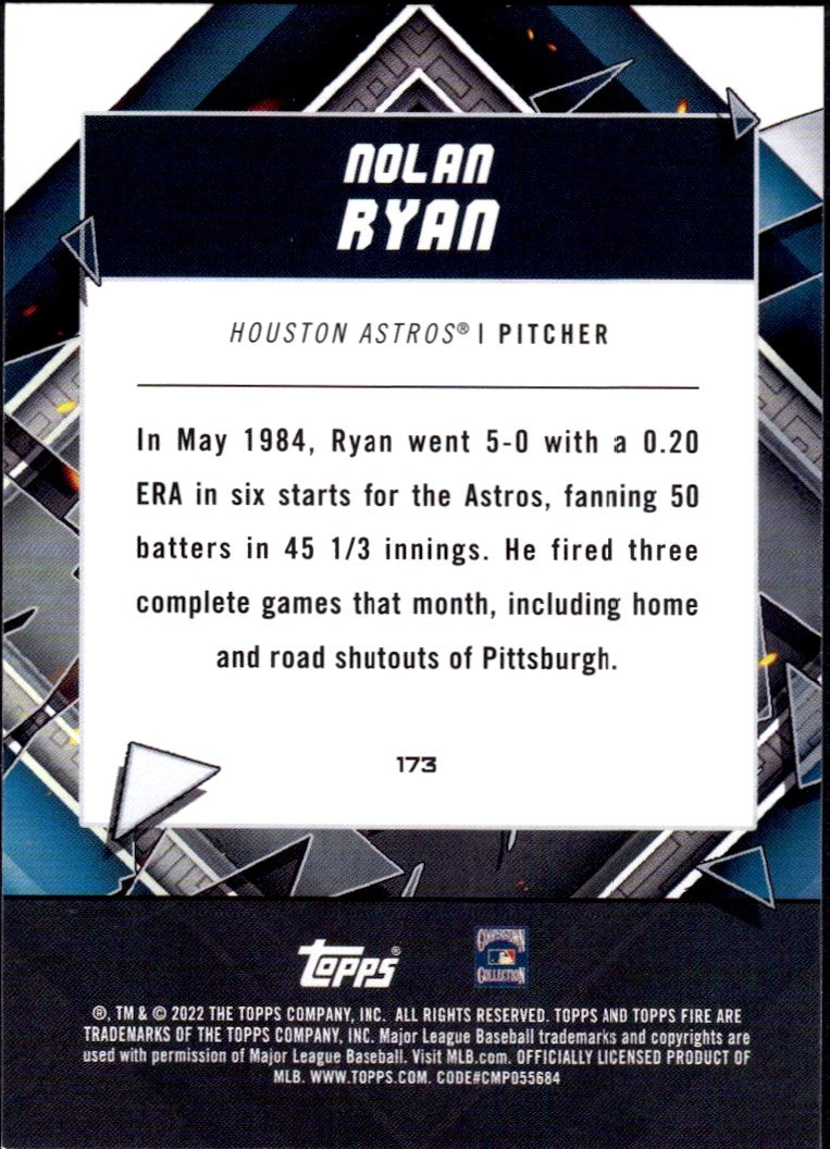 2022 Topps Fire #173 Nolan Ryan Houston Astros