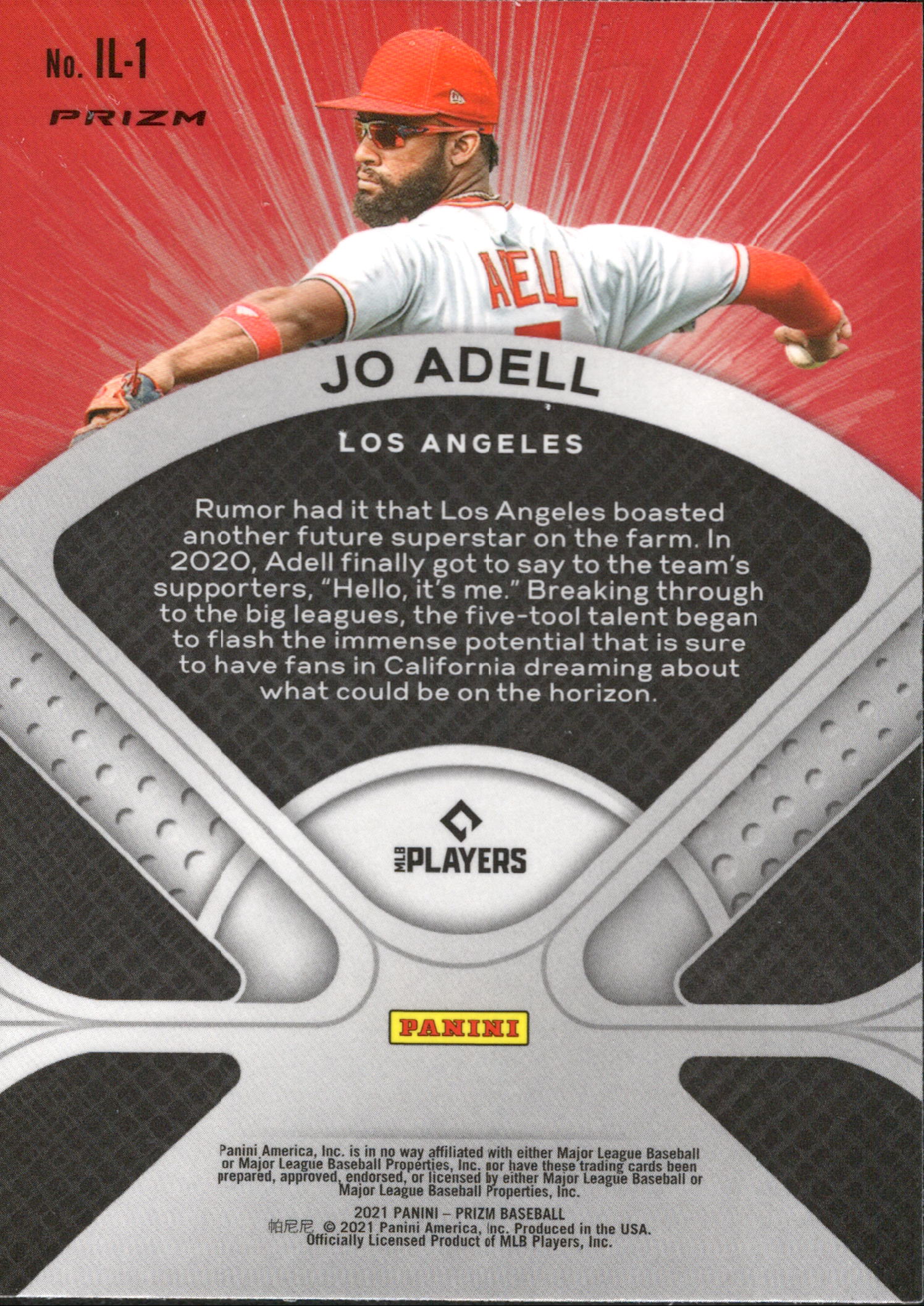 2021 Panini Prizm Illumination Red Prizm #IL-1 Jo Adell Los Angeles Angels