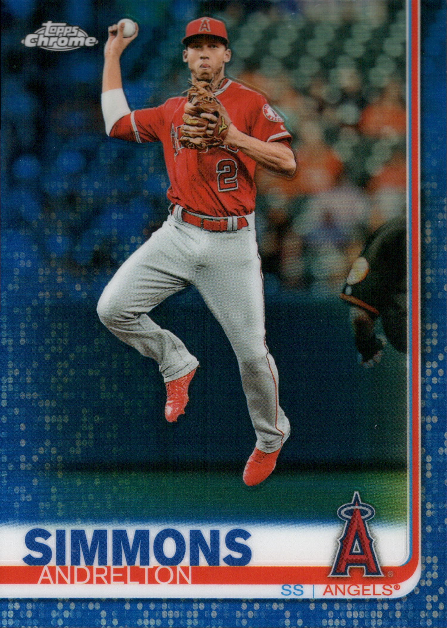 2019 Topps Chrome Blue Refractor #4 Andrelton Simmons #/150 Los Angeles Angels