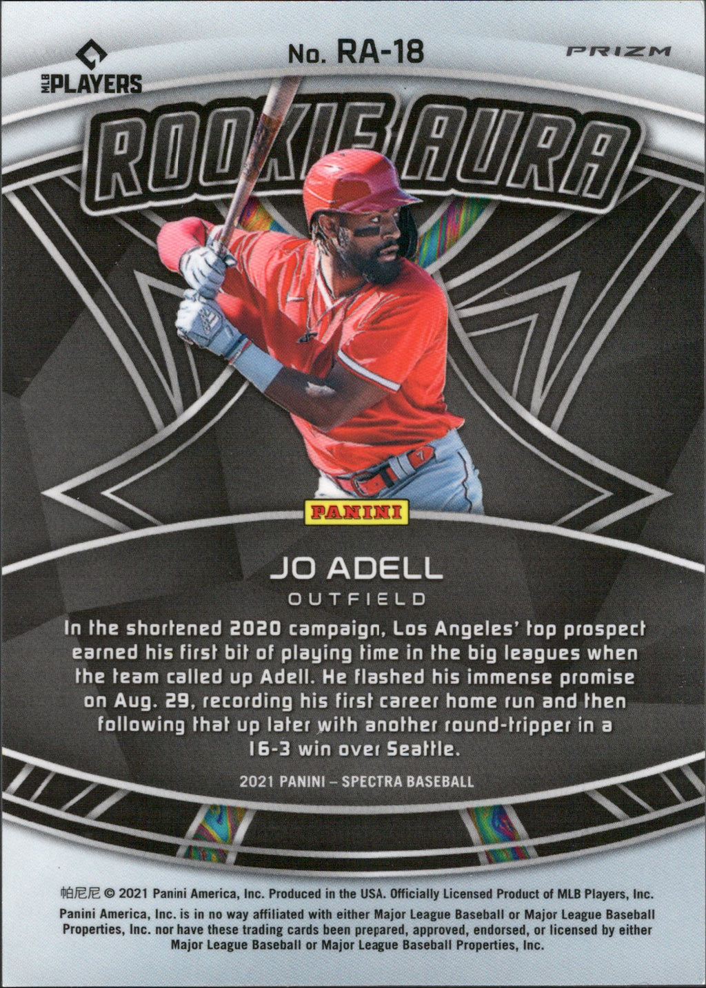 2021 Panini Spectra Rookie Aura Silver #RA-18 Jo Adell RC Los Angeles Angels