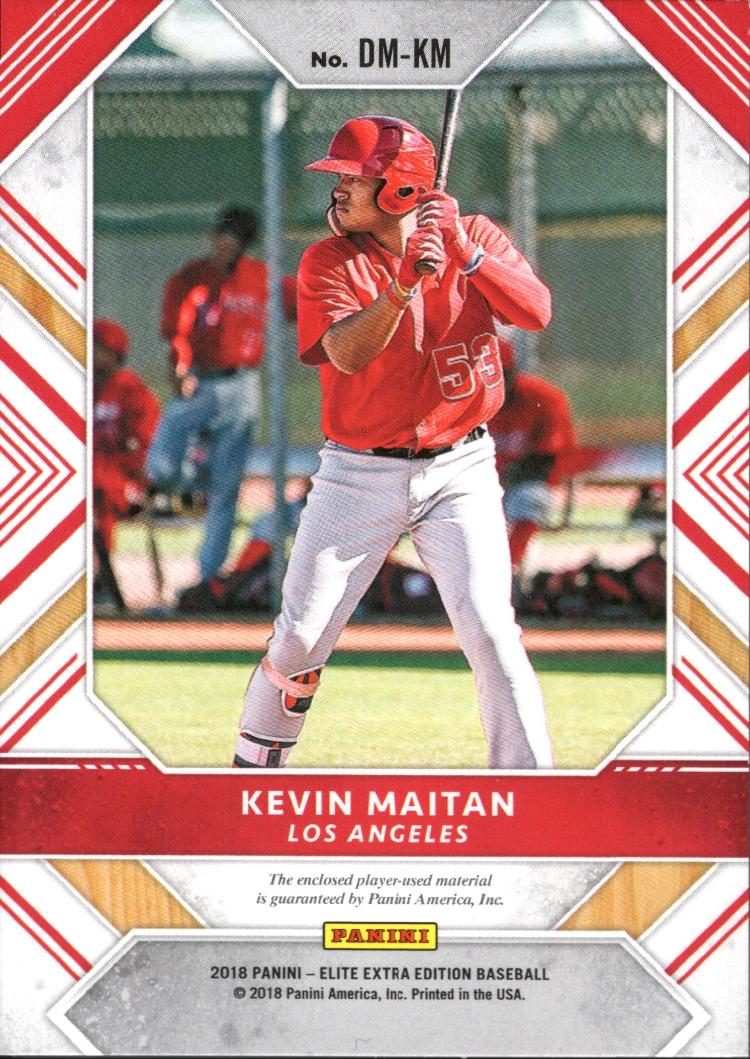 2018 Panini Elite Extra Edition Dual Material Silver #DM-KM Kevin Maitan #/149