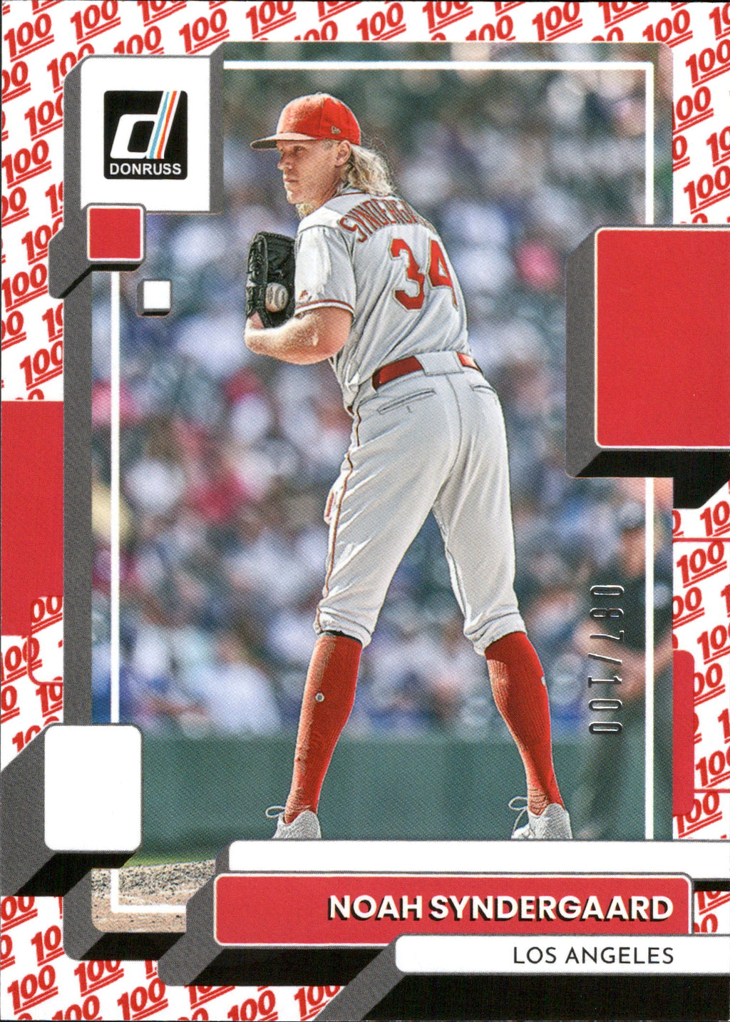 2022 Donruss One Hundred Emoji #205 Noah Syndergaard #/100 Los Angeles Angels