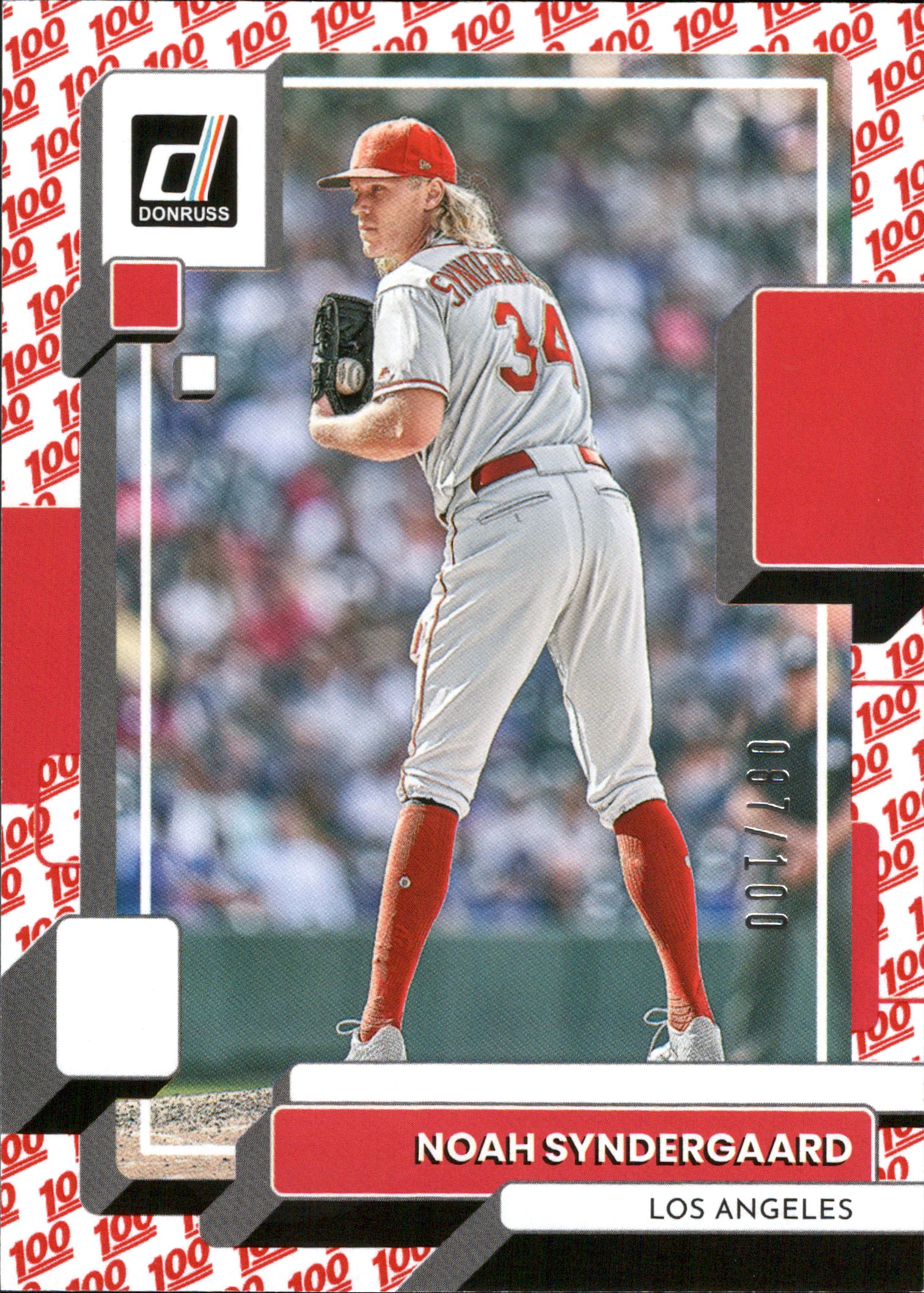 2022 Donruss One Hundred Emoji #205 Noah Syndergaard #/100 Los Angeles Angels