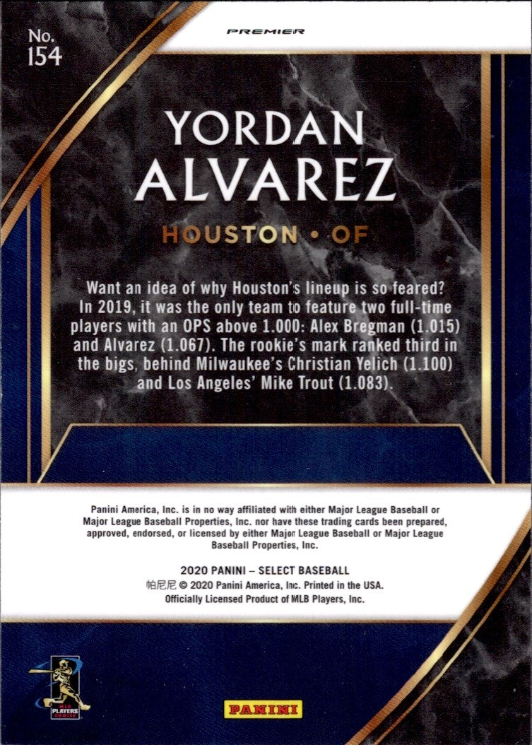 2020 Panini Select #154 Yordan Alvarez RC Houston Astros