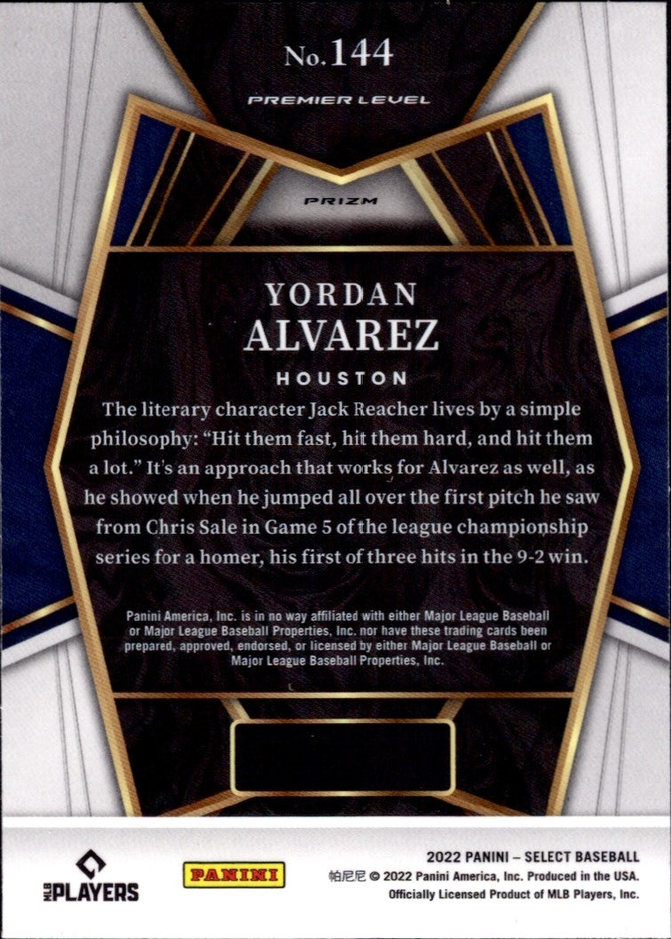 2022 Panini Select Holo #144 Yordan Alvarez Houston Astros