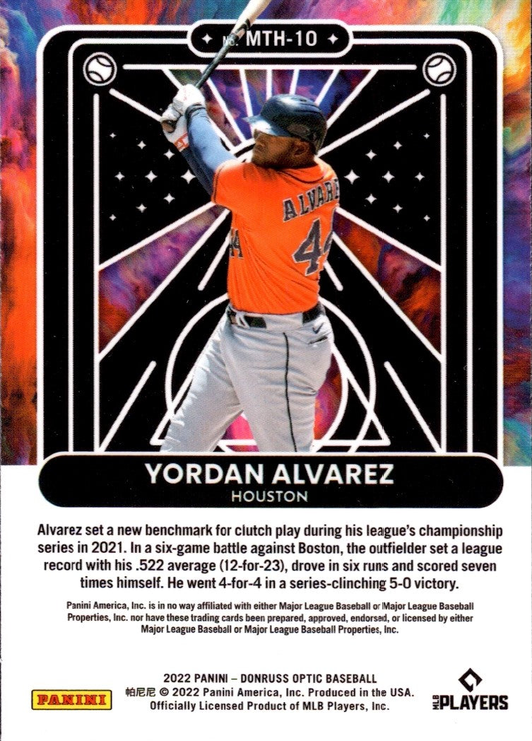 2022 Donruss Optic Mythical #MTH-10 Yordan Alvarez Houston Astros